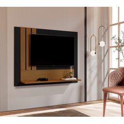 Painel TV Sala Até 43 Polegadas Summer - Preto / Nature - JM Casa dos Moveis - 1