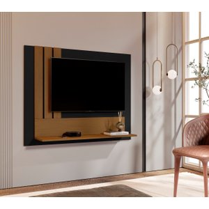 Painel TV Sala Até 43 Polegadas Summer - Preto / Nature - JM Casa dos Moveis