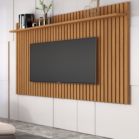 Painel Ripado para TV até 72 Polegadas MDF 185,5CMX135CM Prateleira Real Classic 1.8