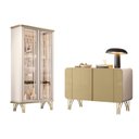 Ver imagem 1 de Kit de Aparador Buffet Benvenuto e Cristaleira Evora Pés de Aço Off White