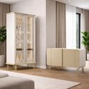 Ver imagem 2 de Kit de Aparador Buffet Benvenuto e Cristaleira Evora Pés de Aço Off White