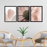 Kit 3 Quadros Fotos Modernas Flores Rosê 24x18cm:moldura Preta - 1