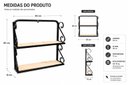 Ver imagem 3 de Porta Condimentos de Parede 2 Prateleiras Madeira Aço Preto
