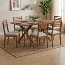 Ver imagem 2 de Mesa de Jantar Cacau com 6 Cadeiras Estofadas Japurana Linho Cinza Ornar