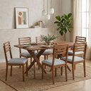 Ver imagem 7 de Mesa de Jantar Cacau com 6 Cadeiras Estofadas Japurana Linho Cinza Ornar