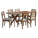 Ver imagem 1 de Mesa de Jantar Cacau com 6 Cadeiras Estofadas Japurana Linho Cinza Ornar