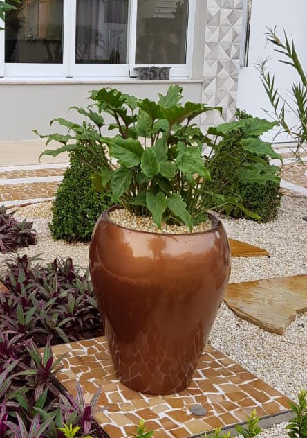 Vaso para Plantas Fibra de Vidro Estilo Vietnamita 70x50cm Cobre - 1