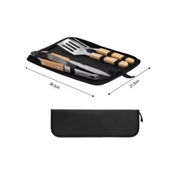 Kit 04 Utencilios e Estojo Case para Churrasco Inox - 2