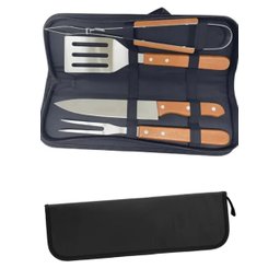 Kit 04 Utencilios e Estojo Case para Churrasco Inox - 1