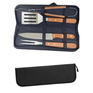 Kit 04 Utencilios e Estojo Case para Churrasco Inox