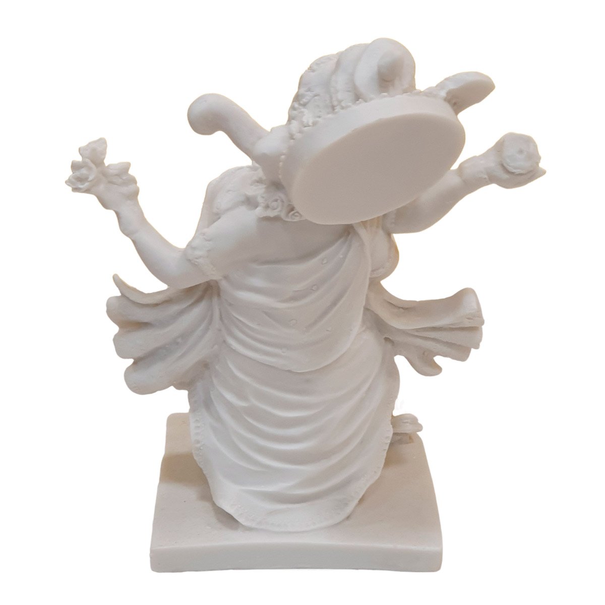 Escultura Ganesha Dançante de Pó de Mármore Branco 20cm - 2