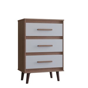 Cômoda 3 Gavetas Pequena Mila para Quartos e Closets - Savana/off White