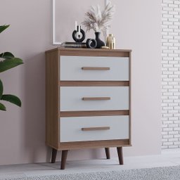 Cômoda 3 Gavetas Pequena Mila para Quartos e Closets - Savana/off White - 2