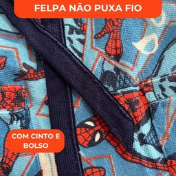 Roupão Aveludado Lepper Estampado Personagens Infantil Homem Aranha G - 3
