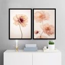 Ver imagem 1 de Kit 2 Quadros Flores Tons Pêssego 33x24cm:moldura Preta