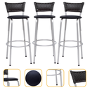 Ver imagem 1 de Kit 3 Banquetas Alta Banco para Balcão Junco Preto Àrea Gourmet Ilha Bancada bares Churrasqueira