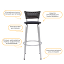 Ver imagem 4 de Kit 3 Banquetas Alta Banco para Balcão Junco Preto Àrea Gourmet Ilha Bancada bares Churrasqueira