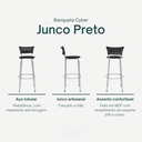 Ver imagem 3 de Kit 3 Banquetas Alta Banco para Balcão Junco Preto Àrea Gourmet Ilha Bancada bares Churrasqueira