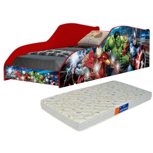 Cama Vingadores Infantil l com Grade de Proteção com Colchão