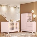 Ver imagem 5 de Jogo Quarto Infantil Doce Sonho Reto 2 Peças Berço Guarda Roupas Qmovi