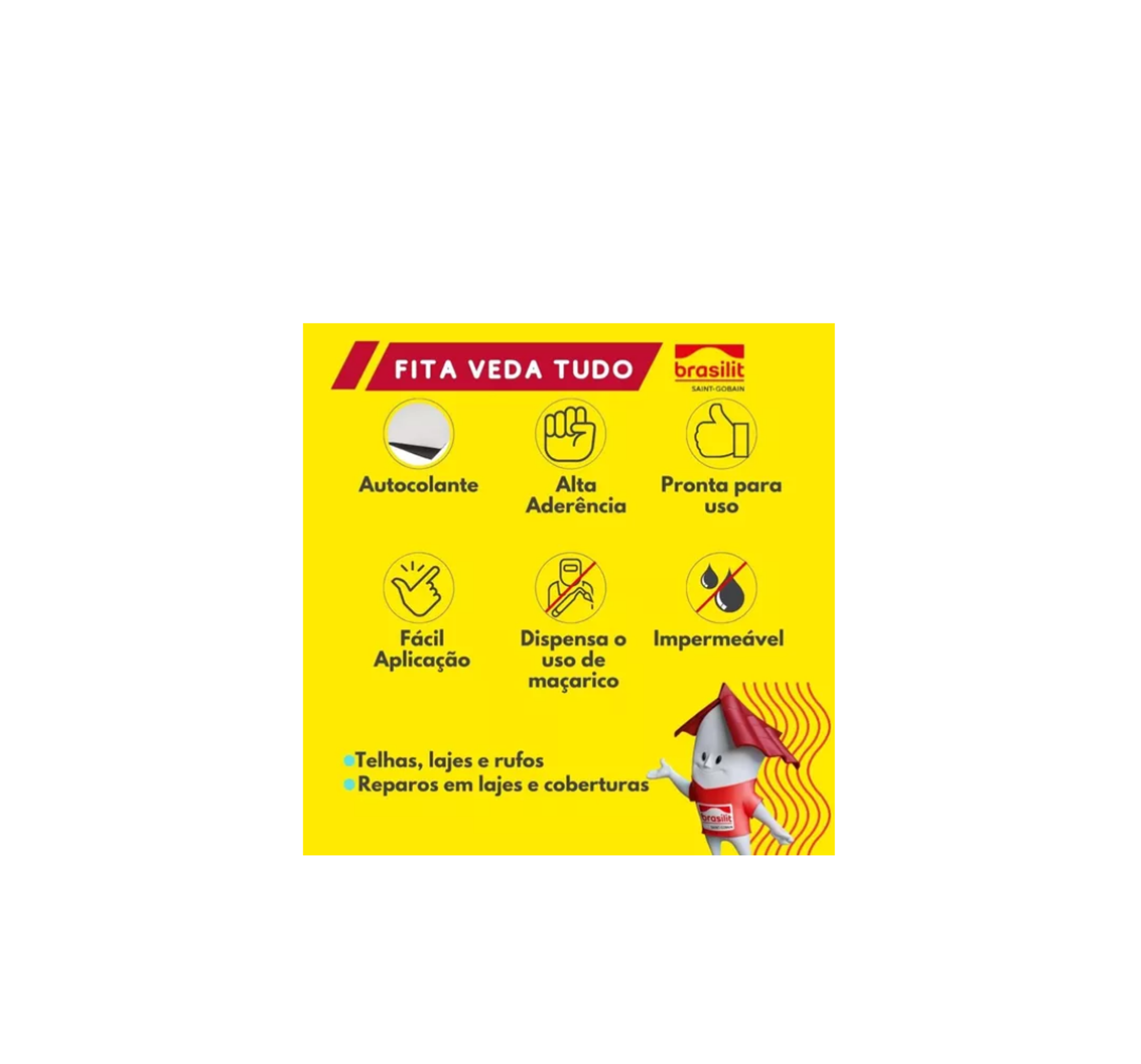 Fita Manta Auto Adesiva 15cmx10m Aluminizada Brasilit Chuva - 5