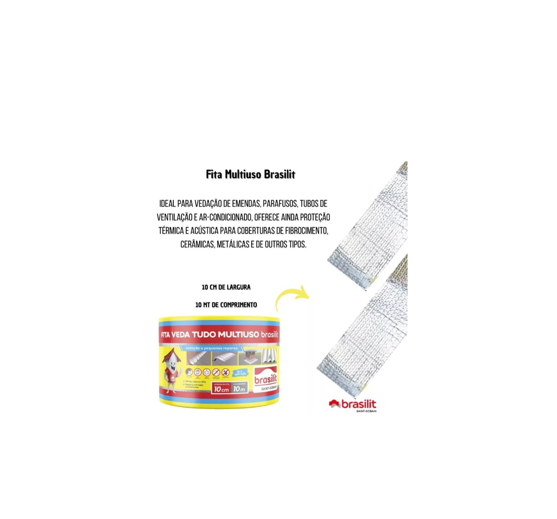 Fita Manta Auto Adesiva 15cmx10m Aluminizada Brasilit Chuva - 3