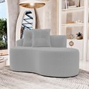 Ver imagem 2 de Kit 02 Sofás Orgânicos Living Bob 145cm 02 Lugares com 02 Almofadas Bouclê Cinza Claro - Abmaza