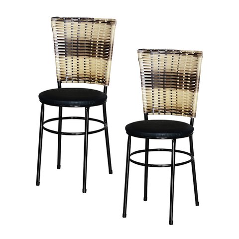 2 Cadeiras para Mesa Preta Hawai Cappuccino Premium:preto