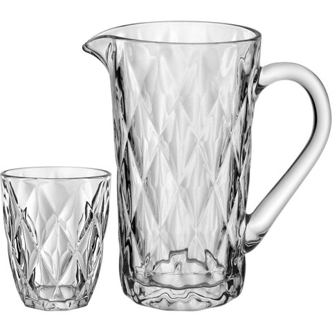 Jogo 7 Peças Jarra/copos para Refresco Água Home&co Eco Crystal 270ml/1,5l Transparente