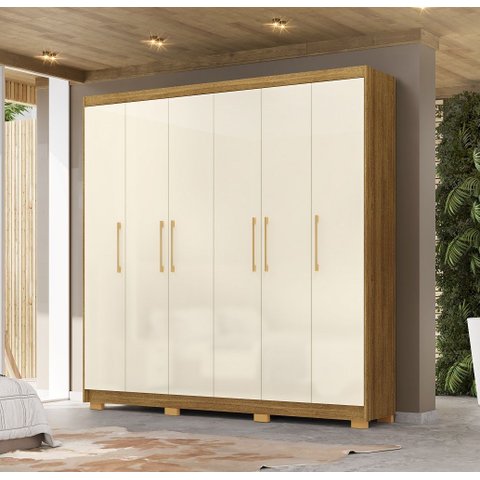 Roupeiro Permanbuco 100% Mdf 6 Gavetas e 6 Portas - Nature/champanhe Vila Rica
