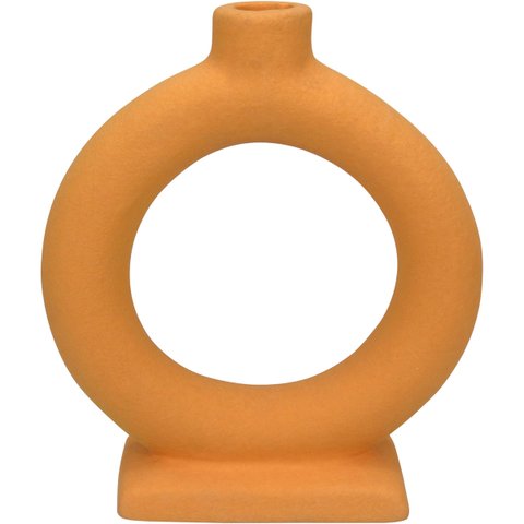 Castiçal Porta Vela Suporte Home&co Cerâmica 18x16x6cm Laranja