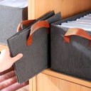 Ver imagem 4 de Cesto Multiuso Dobrável Cinza para Organizar Roupas