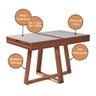 Mesa de Jantar Caroline 1,20m Extensível 1,80m em Madeira Maciça Imbuia Tampo Vidro Off White - 4