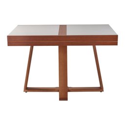 Mesa de Jantar Caroline 1,20m Extensível 1,80m em Madeira Maciça Imbuia Tampo Vidro Off White - 3