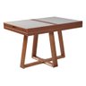 Mesa de Jantar Caroline 1,20m Extensível 1,80m em Madeira Maciça Imbuia Tampo Vidro Off White - 2