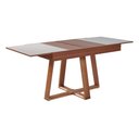 Ver imagem 1 de Mesa de Jantar Caroline 1,20m Extensível 1,80m em Madeira Maciça Imbuia Tampo Vidro Off White