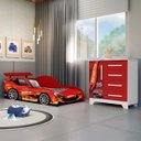 Ver imagem 1 de Conjunto Quarto Infantil Carro Meninos Cama Colchão Cômoda:vermelho