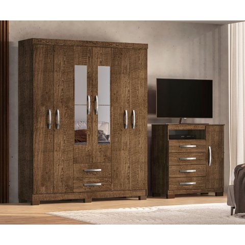 Guarda Roupa de Casal 6 Portas 2 Gavetas Porto Belo com Sapateira 4 Gavetas e 1 Porta Porto Belo