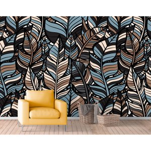 Painel Adesivo - Folhagem Cinza e Marrom