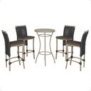 Ver imagem 1 de Mesa Bistrô e 4 Banquetas Roma Fendi Corda Estofado 9 Trama Preto
