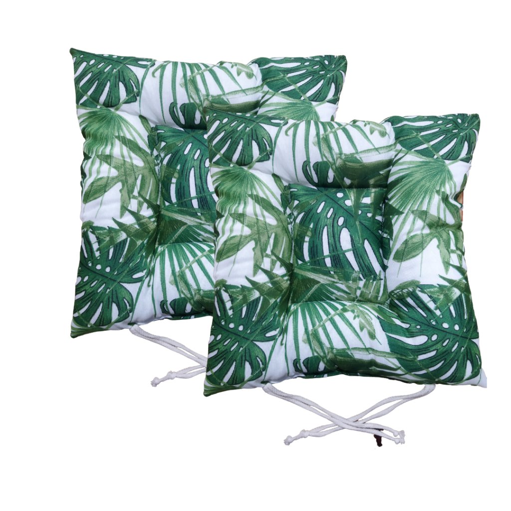 Kit 6 Almofada Assento 50 Cm X 50 Cm Estampada:verde Escuro e Branco