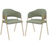 Conjunto 2 Cadeiras Veneza Bouclé Verde Oliva Metal Dourado - 1
