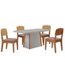 Ver imagem 2 de Mesa Jantar Diane 120cm Tampo Mdf Vidro 4 Cadeiras Copper Prem Moderna Linho Capuccino Off White