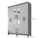 Ver imagem 5 de Kit Guarda Roupa Porto Belo 6 Portas 2 Gavetas C/ Espelho com Cômoda e Multiuso Carvalho Grafite