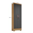 Ver imagem 6 de Kit Guarda Roupa Casal 6 Portas 2 Gavetas com Espelho, Cômoda 5 Gavetas e Multiuso Carvalho Grafite