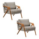 Ver imagem 1 de Kit 2 Poltronas Mona Monique Luxo Base Madeira Maciça Cerejeira Veludo Bege