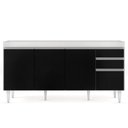 Ver imagem 2 de Balcão Gabinete 160cm sem Tampo 4 Portas 2 Gavetas Arkansas Branco-preto - Lumil Móveis