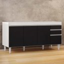 Ver imagem 3 de Balcão Gabinete 160cm sem Tampo 4 Portas 2 Gavetas Arkansas Branco-preto - Lumil Móveis
