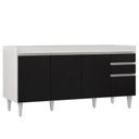 Ver imagem 1 de Balcão Gabinete 160cm sem Tampo 4 Portas 2 Gavetas Arkansas Branco-preto - Lumil Móveis
