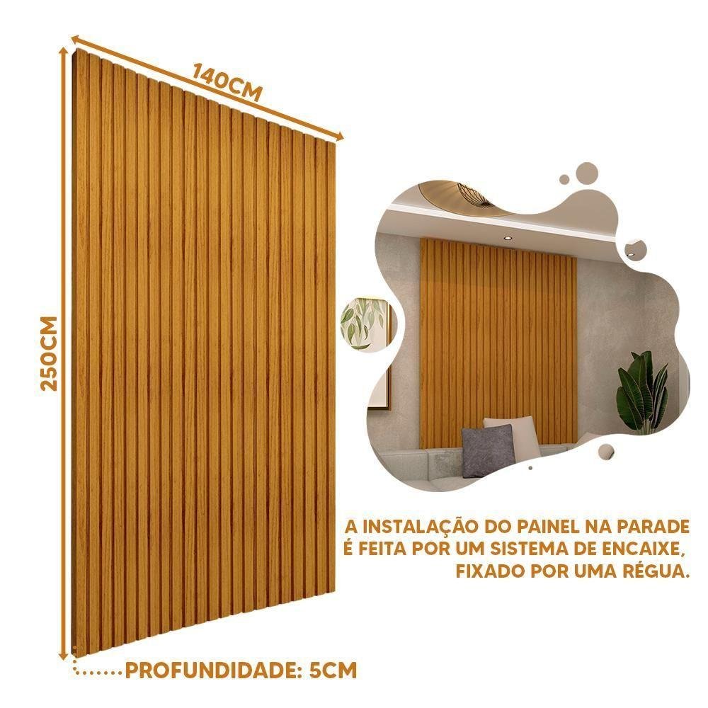 Painel Ripado Placa 140 Cm X 250 Cm 100% Mdf Naturale Nobre Gelius - 7